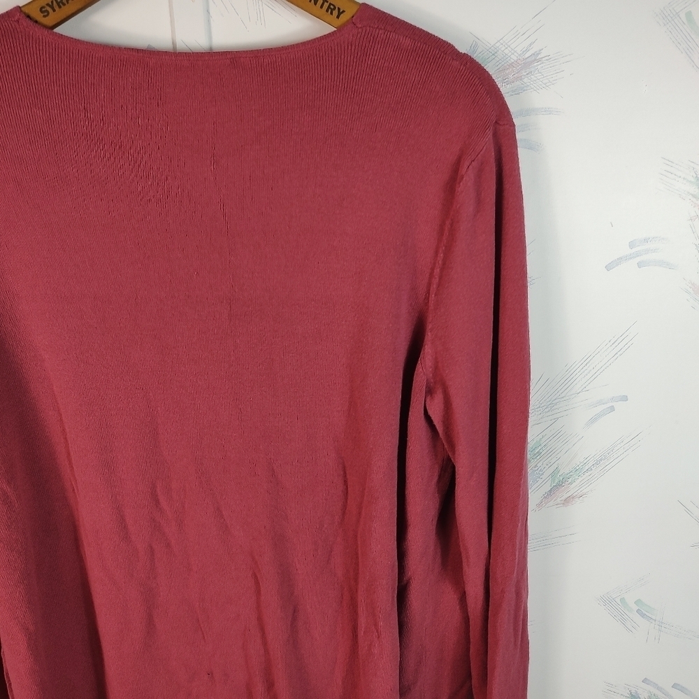 Ann Taylor LOFT Mauve Red Long Sleeve Sweater V-neck XL - Picture 9 of 10